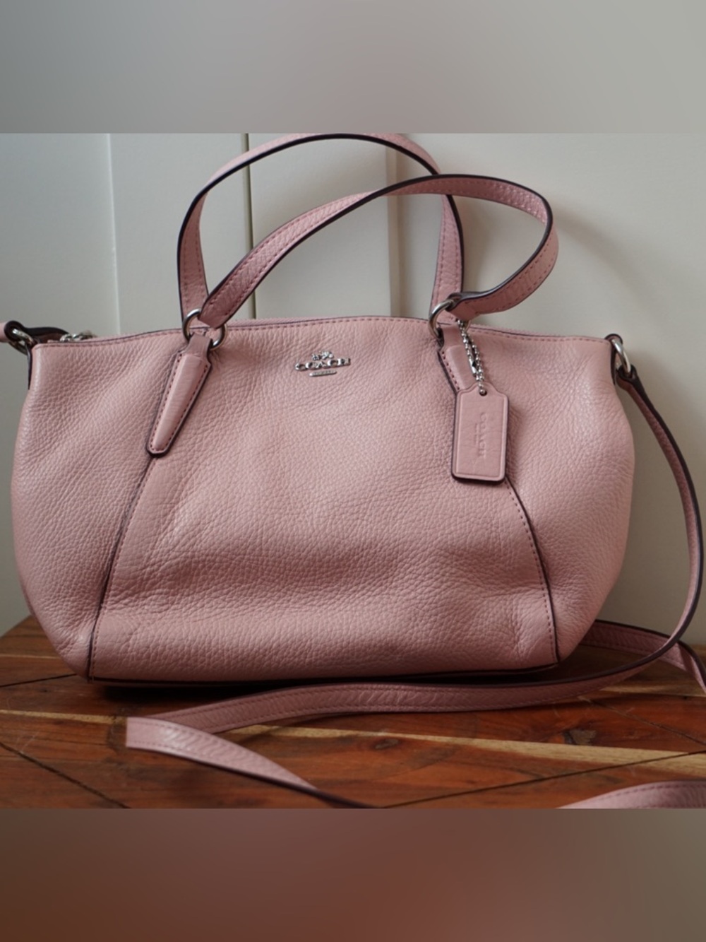 Coach Kelsey Satchel Blush Pink Pebbled Leather Crossbody